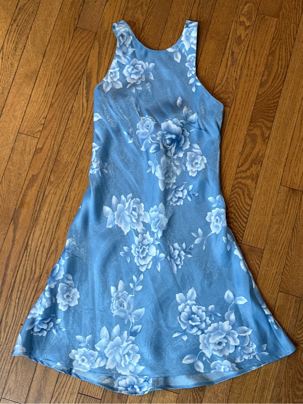 Roberta Bridal Light Blue Floral Sleeveless Midi Dress